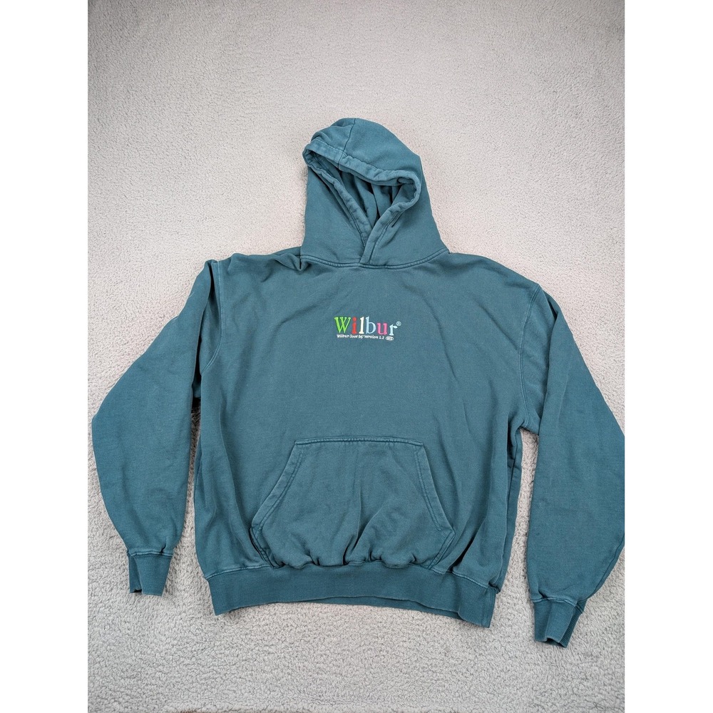 Vintage Wilbur Soot Hoodie Sweatshirt Mens‎ XL Teal Pullover OS 1.2 Graphic 90s